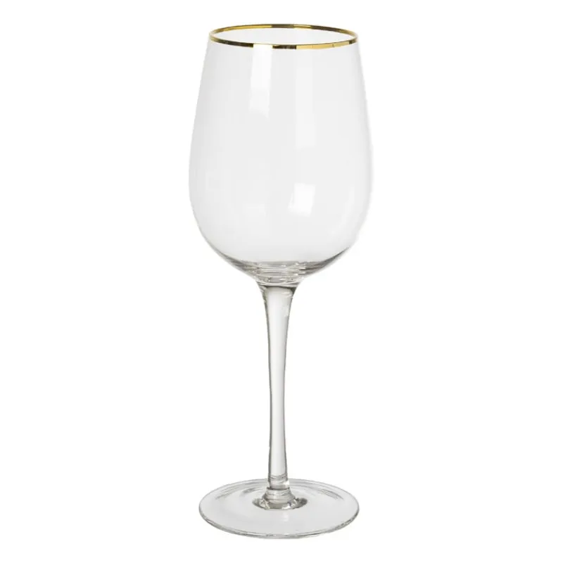 Xenos Bruiloft|Wijnglazen-Wijnglas gouden rand - transparant - 380 ml