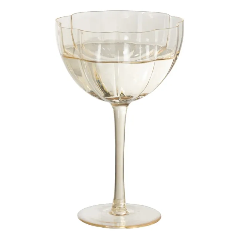 Xenos Wijnglazen-Wijnglas groot geschulpt - goudkleurig - 350 ml