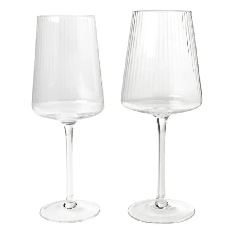 Xenos Wijnglazen-Wijnglas ribbel groot - glas - 400 ml