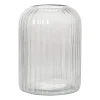Xenos Waxinelichthouders-Windlicht ribbel groot - grijs - ø17.7x23.5 cm