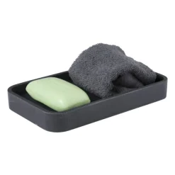 Xenos Zeepbakjes|Badkamer Accessoires-Zeepbakje - zwart - 11x19x2.5 cm