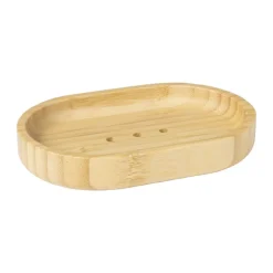 Xenos Badkamer Accessoires|Zeepbakjes-Zeepbakje bamboe - naturel - 2x9x13.5 cm