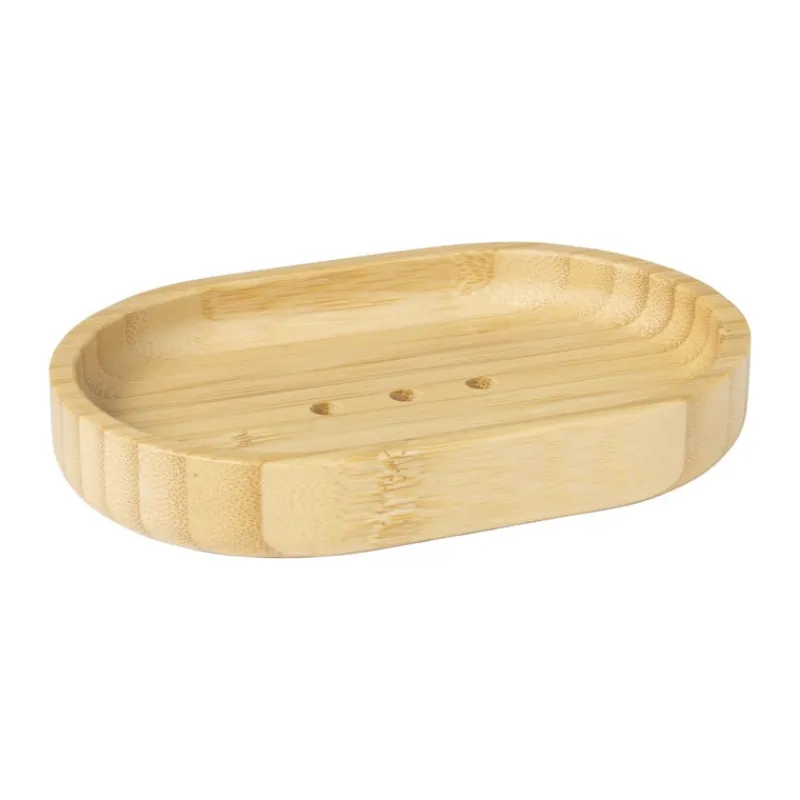 Xenos Badkamer Accessoires|Zeepbakjes-Zeepbakje bamboe - naturel - 2x9x13.5 cm