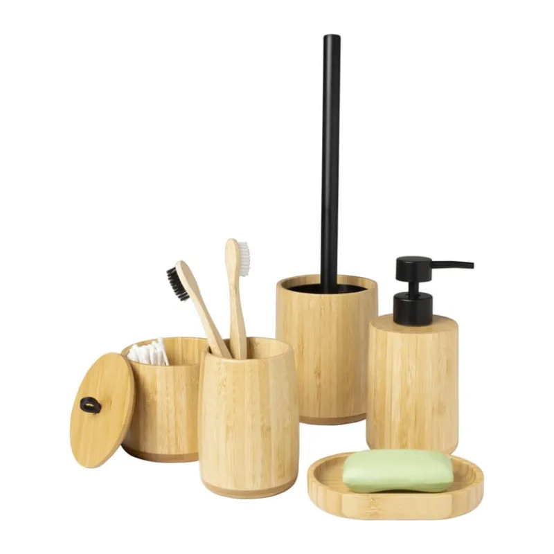 Xenos Badkamer Accessoires|Zeepbakjes-Zeepbakje bamboe - naturel - 2x9x13.5 cm
