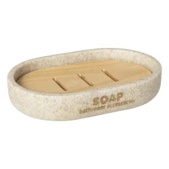 Xenos Zeepbakjes|Badkamer Accessoires-Zeepbakje sand - beige - 12.9x8.4x2.5 cm