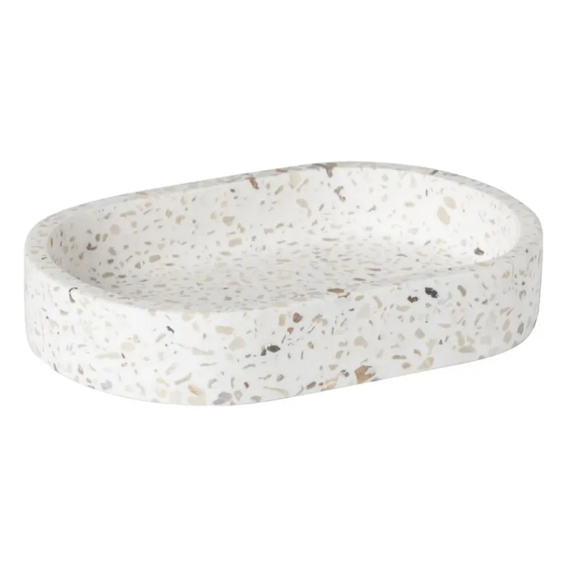 Xenos Zeepbakjes-Zeepbakje Terrazzo - wit - 2x13x9 cm