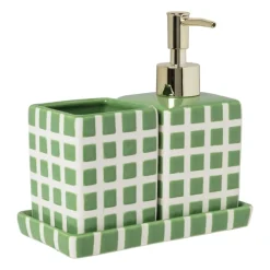 Xenos Zeepbakjes|Kerstcadeaus-Zeepschaaltje blokjes - groen/wit - 1.3x15.8x8.3 cm