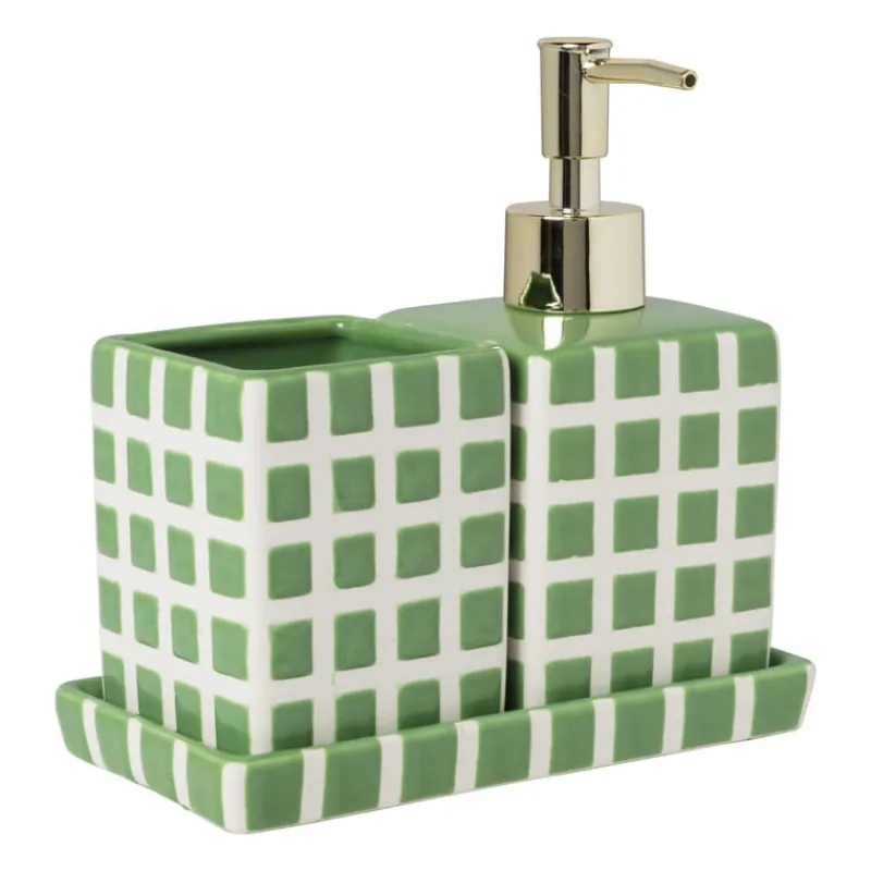 Xenos Zeepbakjes|Kerstcadeaus-Zeepschaaltje blokjes - groen/wit - 1.3x15.8x8.3 cm