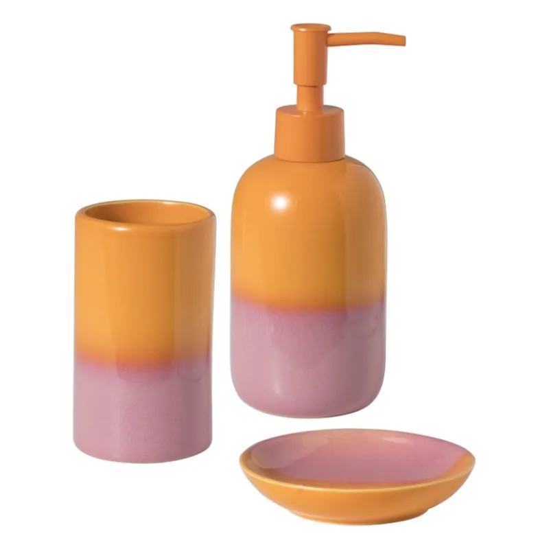 Xenos Zeepbakjes|Kerstcadeaus-Zeepschaaltje duo - oranje/roze - ø11x2.2 cm