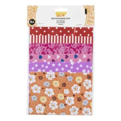 Xenos Knutselspullen-Zelfklevende stof - multikleur - set van 6