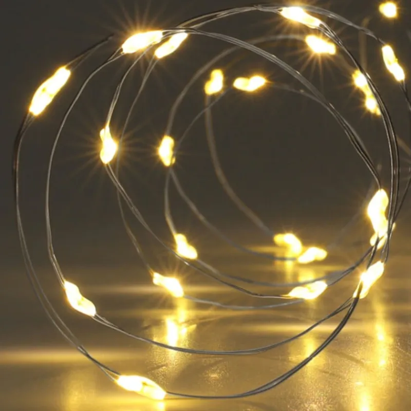 Xenos Kerstverlichting|Kerstboom Verlichting-Zilverdraad verlichting met 40 LED lampjes - warm wit - 1.95 meter