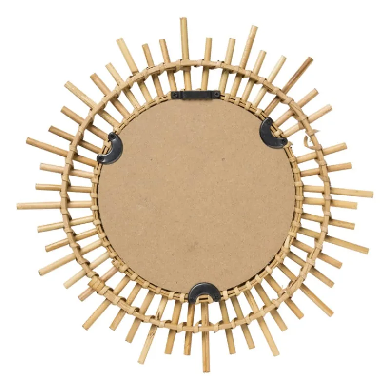 Xenos Wandspiegels-Zonnespiegel bamboe - ø29 cm
