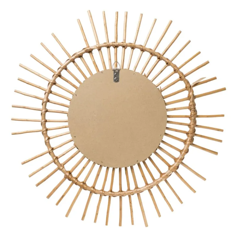 Xenos Wandspiegels-Zonnespiegel met rotan rand - ø55 cm