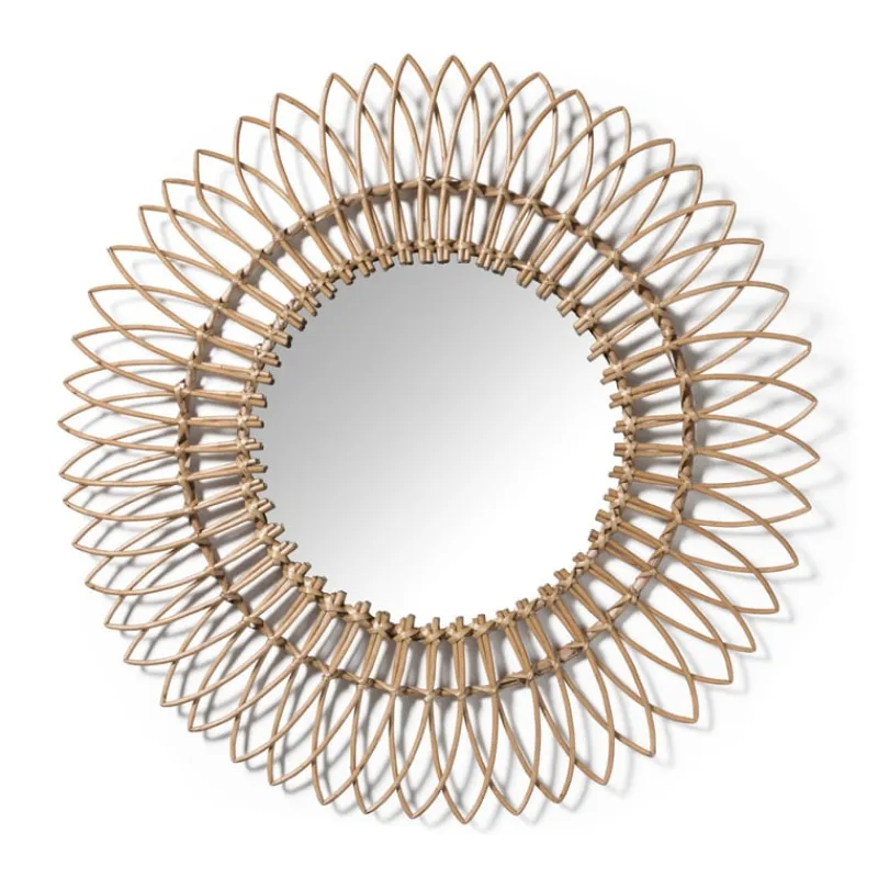 Xenos Wandspiegels-Zonnespiegel rotan - ø76 cm